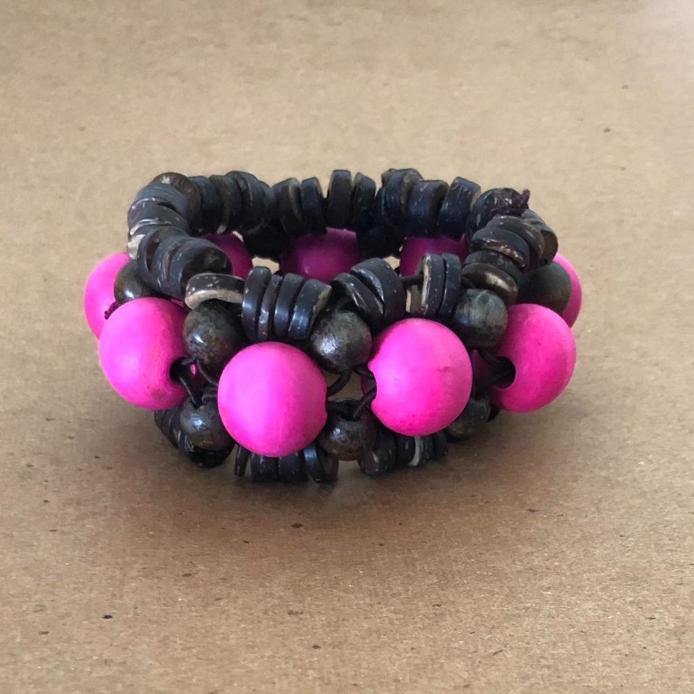 Paparazzi pink and brown beaded bracelet